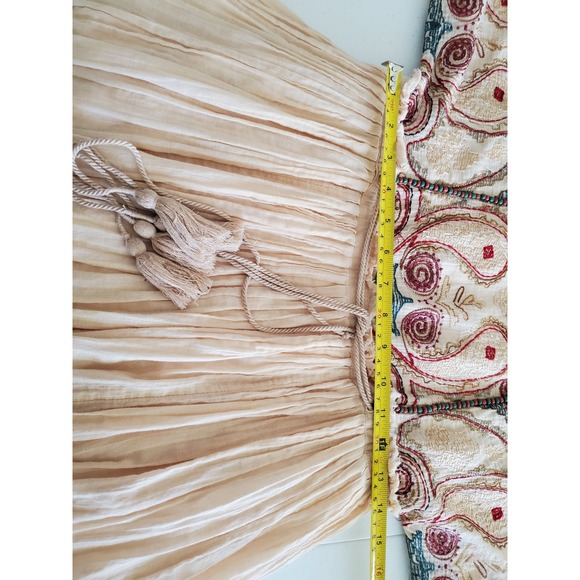 Free People S Mesa Embroidered Cut-Out Midi Dress Beaded Tassels Bohemian Boho - Picture 13 of 16